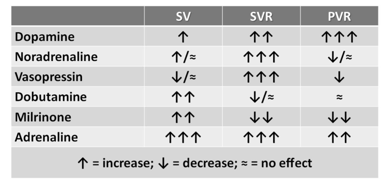 Effekter av BT medisiner på SVR, PVR og SV